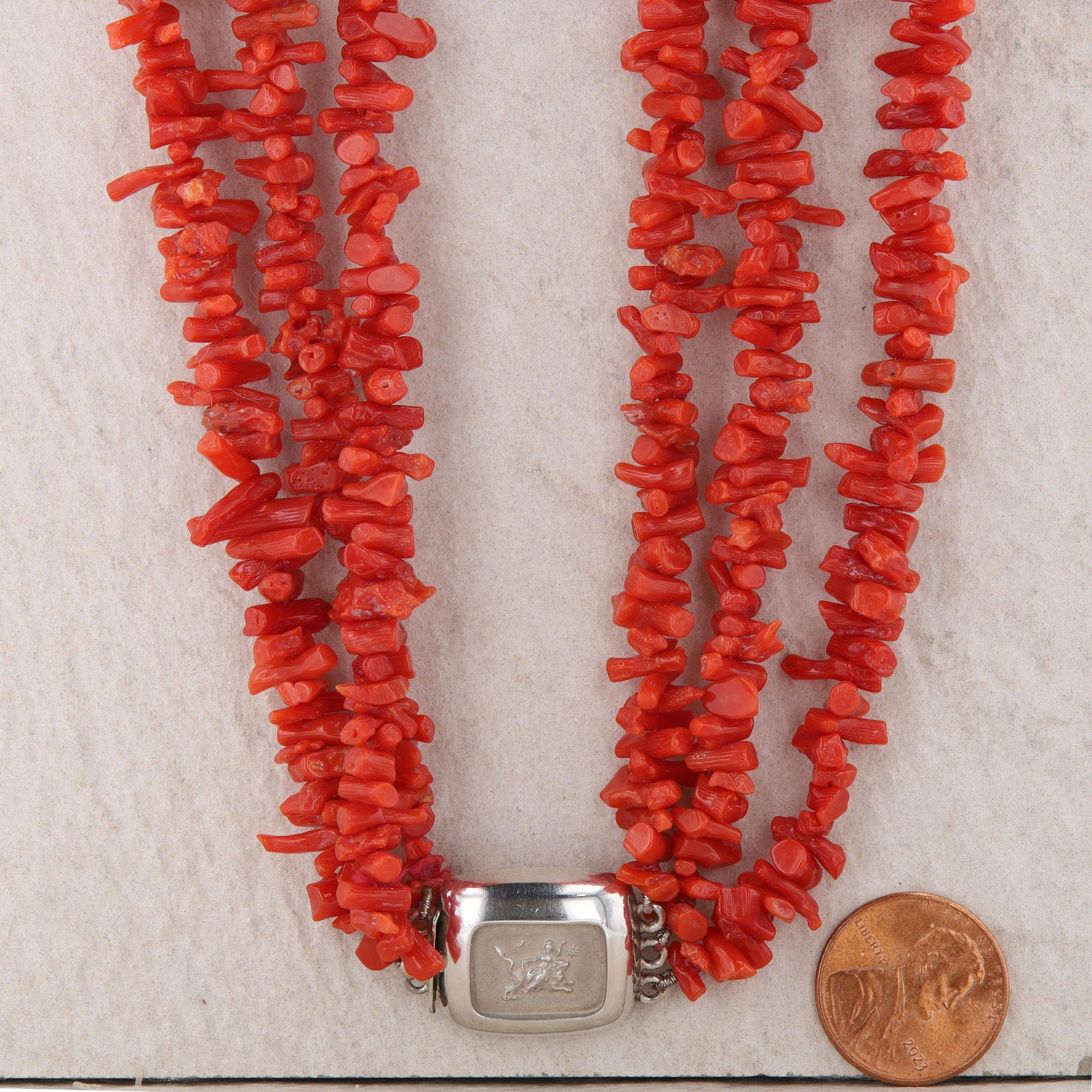 Sterling Silver Red Branch Coral 3 Strand Necklace, Slane & Slane