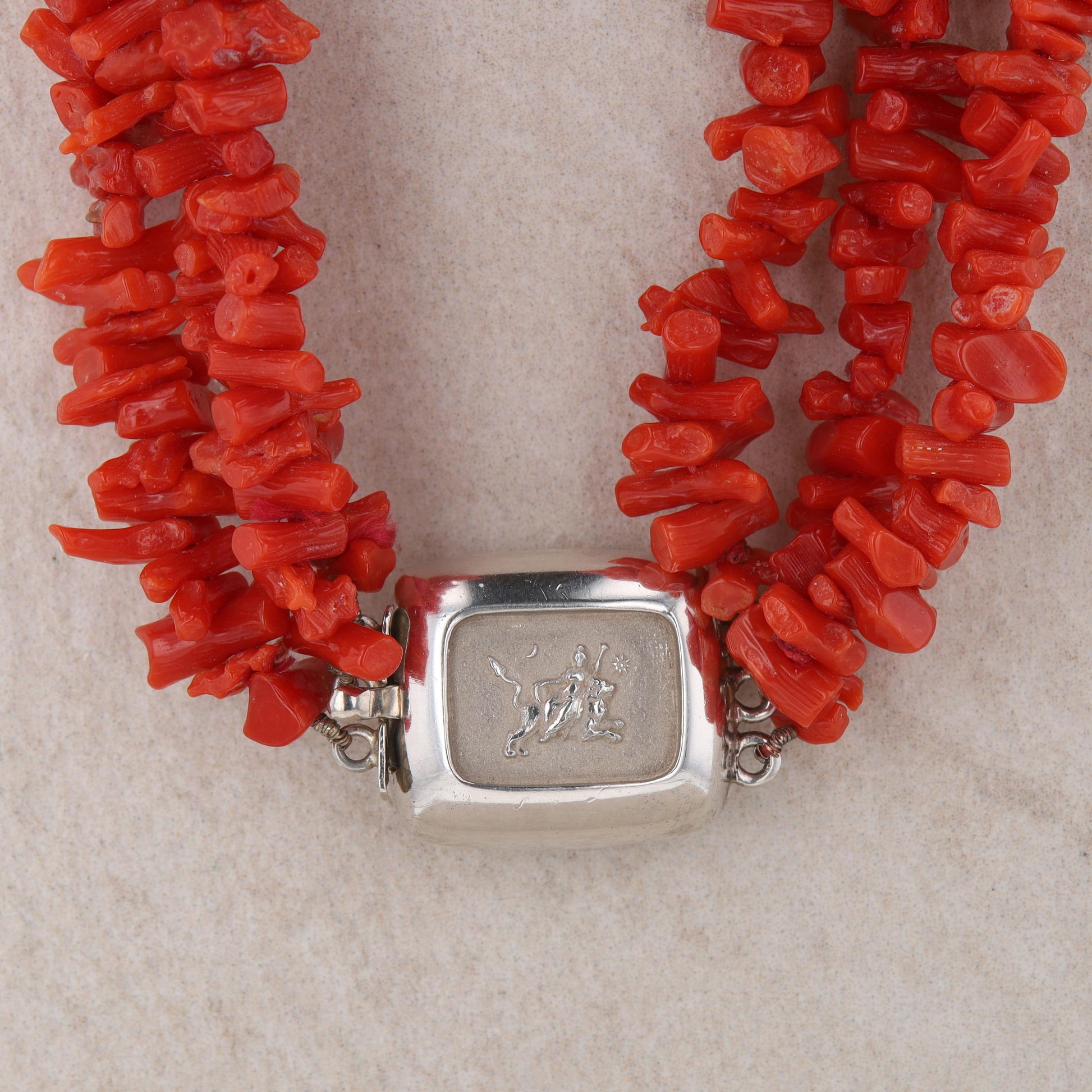 Sterling Silver Red Branch Coral 3 Strand Necklace, Slane & Slane