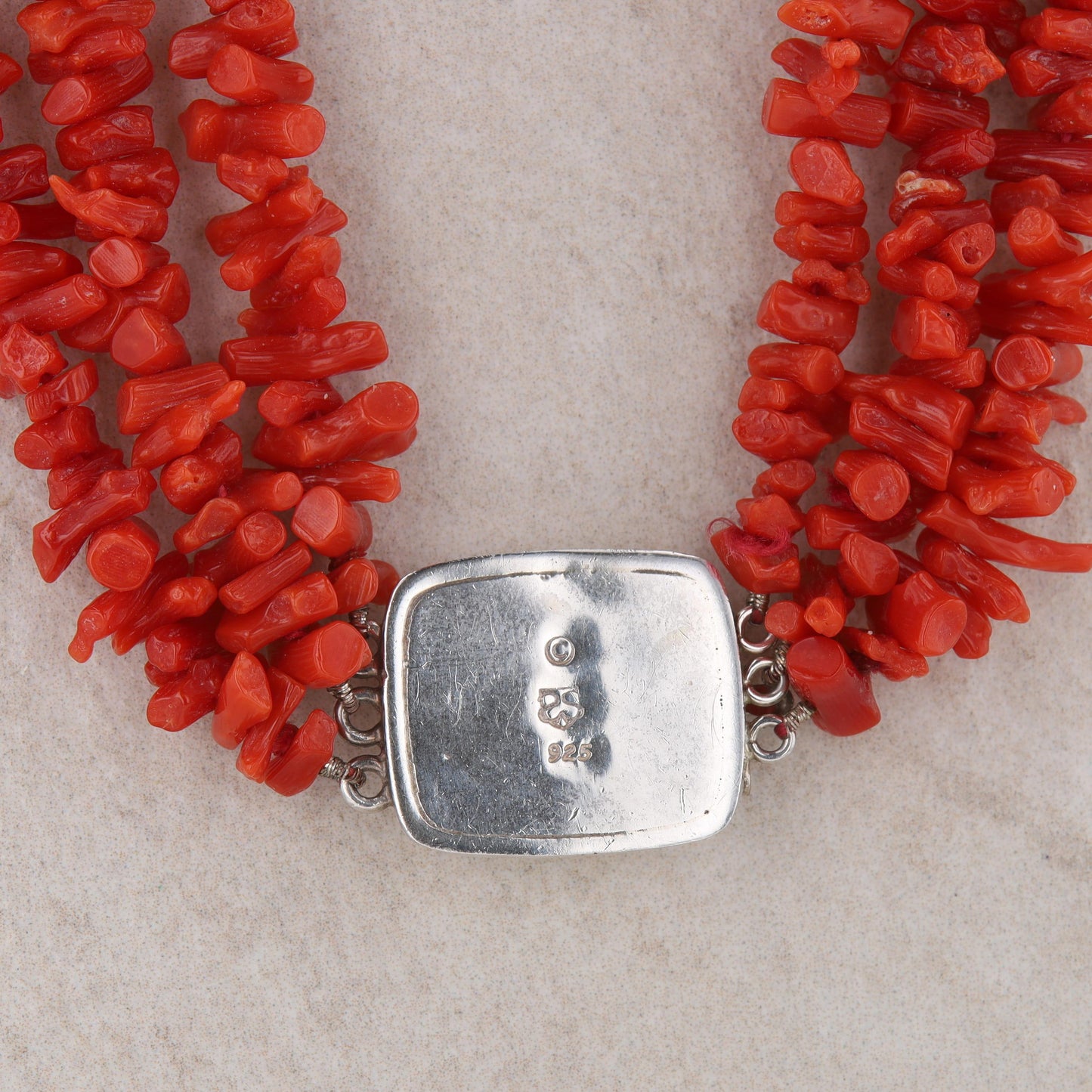 Sterling Silver Red Branch Coral 3 Strand Necklace, Slane & Slane