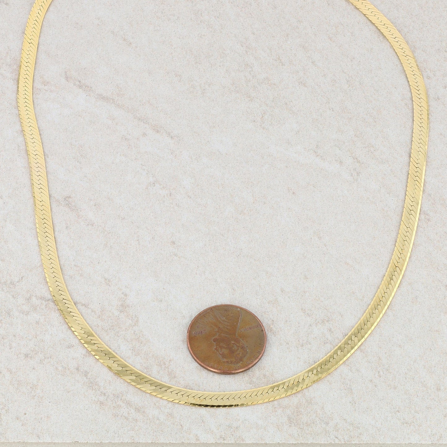 14k Yellow Gold Herringbone Necklace Chain 16" 9.74g