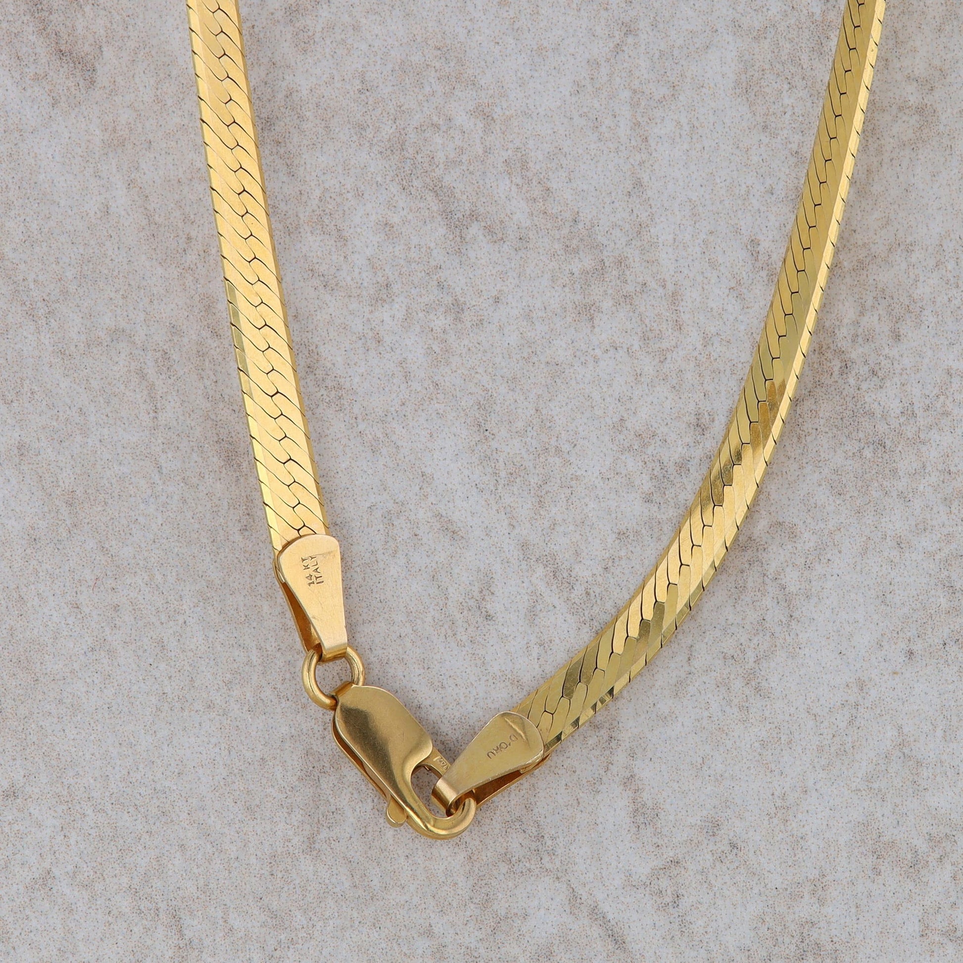 14k Yellow Gold Herringbone Necklace Chain 18" 11.03g