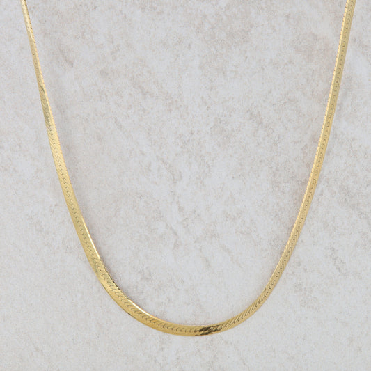 14k Yellow Gold Herringbone Chain Necklace 18" 10.96g