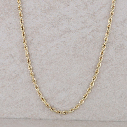 14k Yellow Gold 2.8mm Silk Rope Chain 15.24g