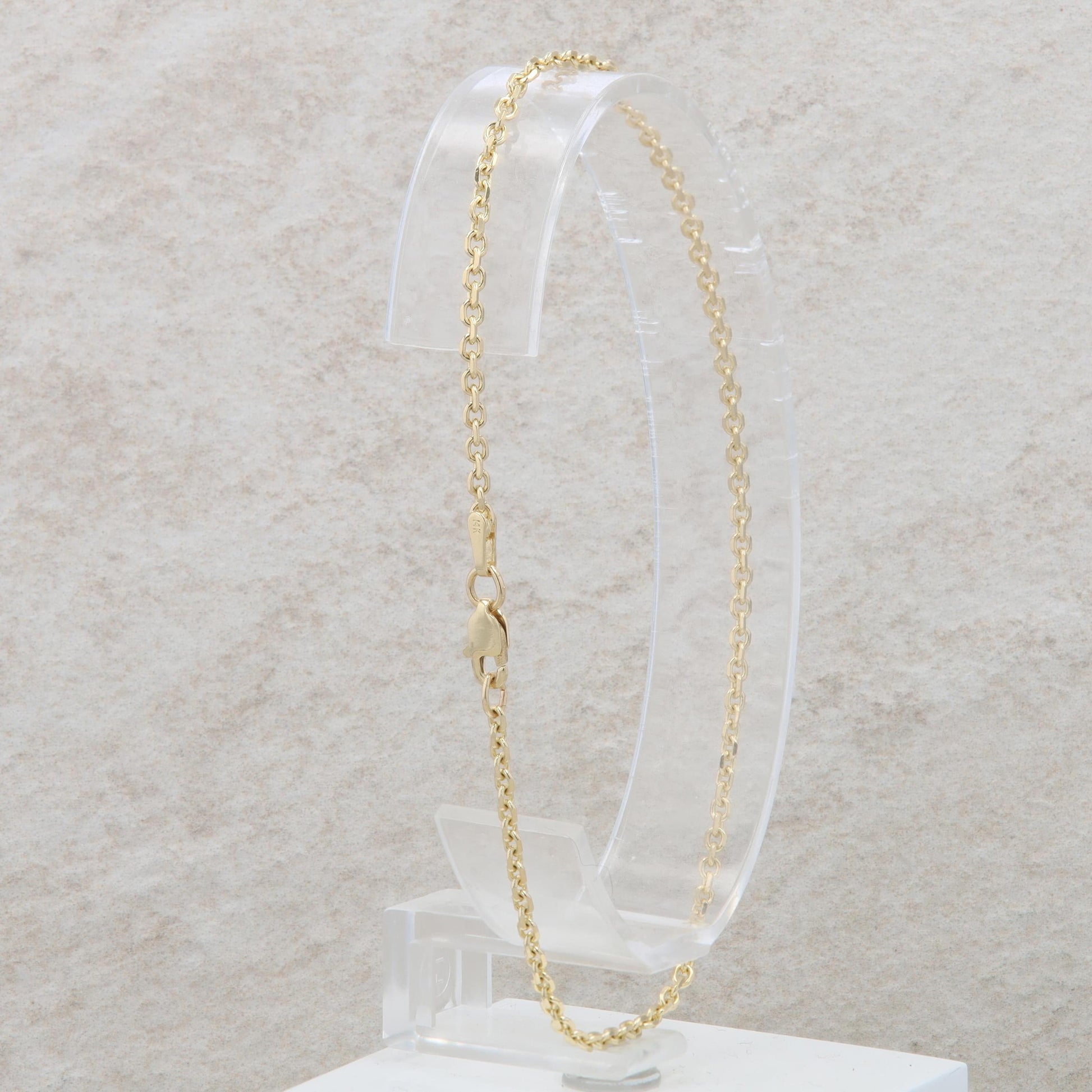 14k Yellow Gold Cable Chain Anklet 9" 3.3g