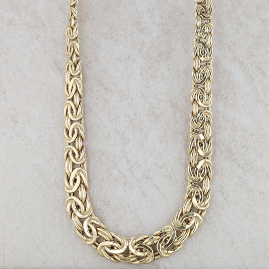 14k Yellow Gold Byzantine Woven Link Necklace 32.8g