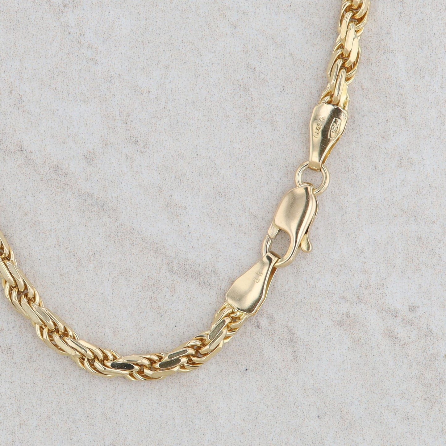 18k Yellow Gold Diamond Cut Rope Chain 17" 20.8g