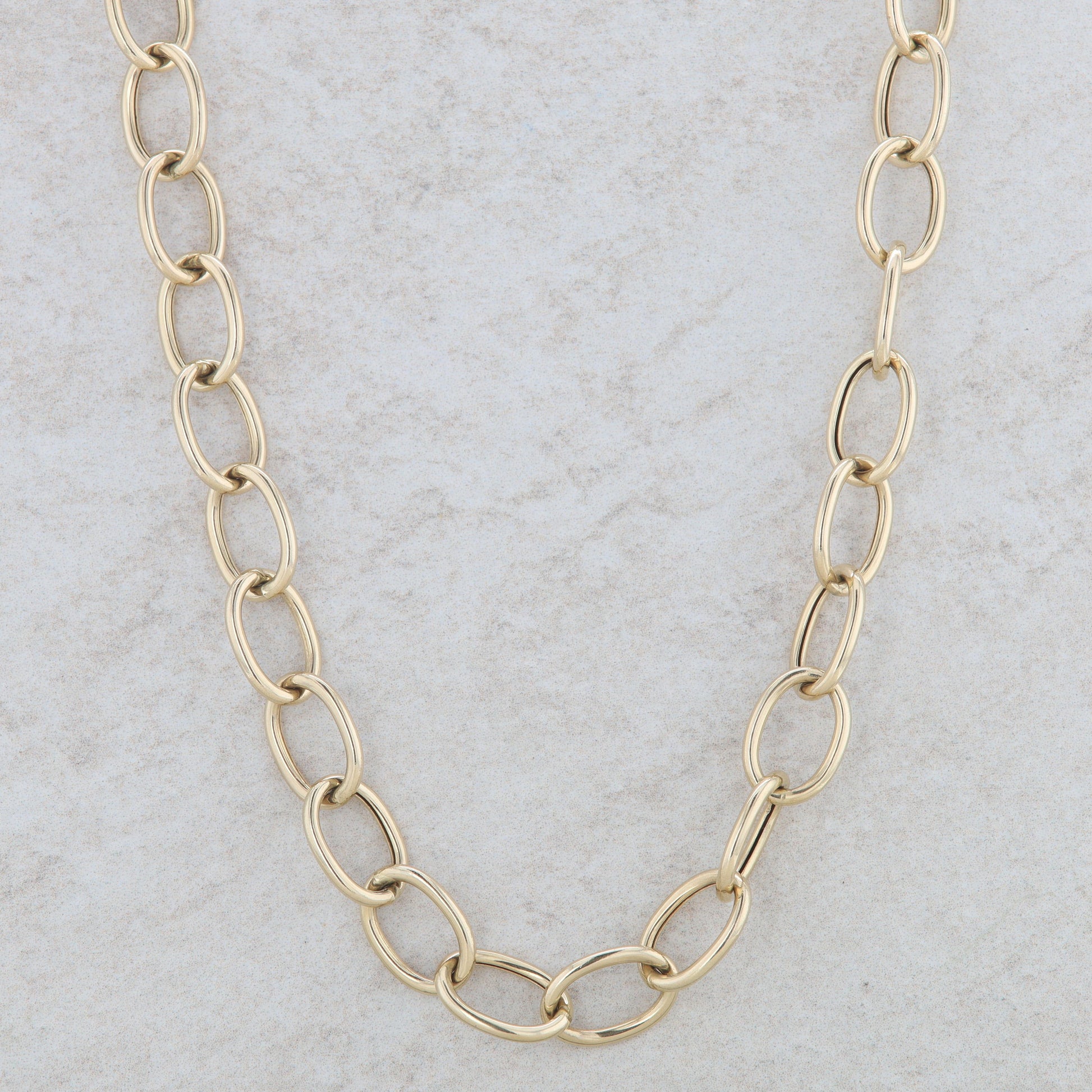 14k Yellow Gold Oval Link Necklace 13.82g