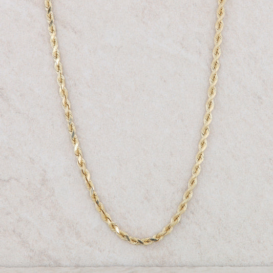 14k Yellow Gold 2.4mm Silk Rope Chain 9.45g