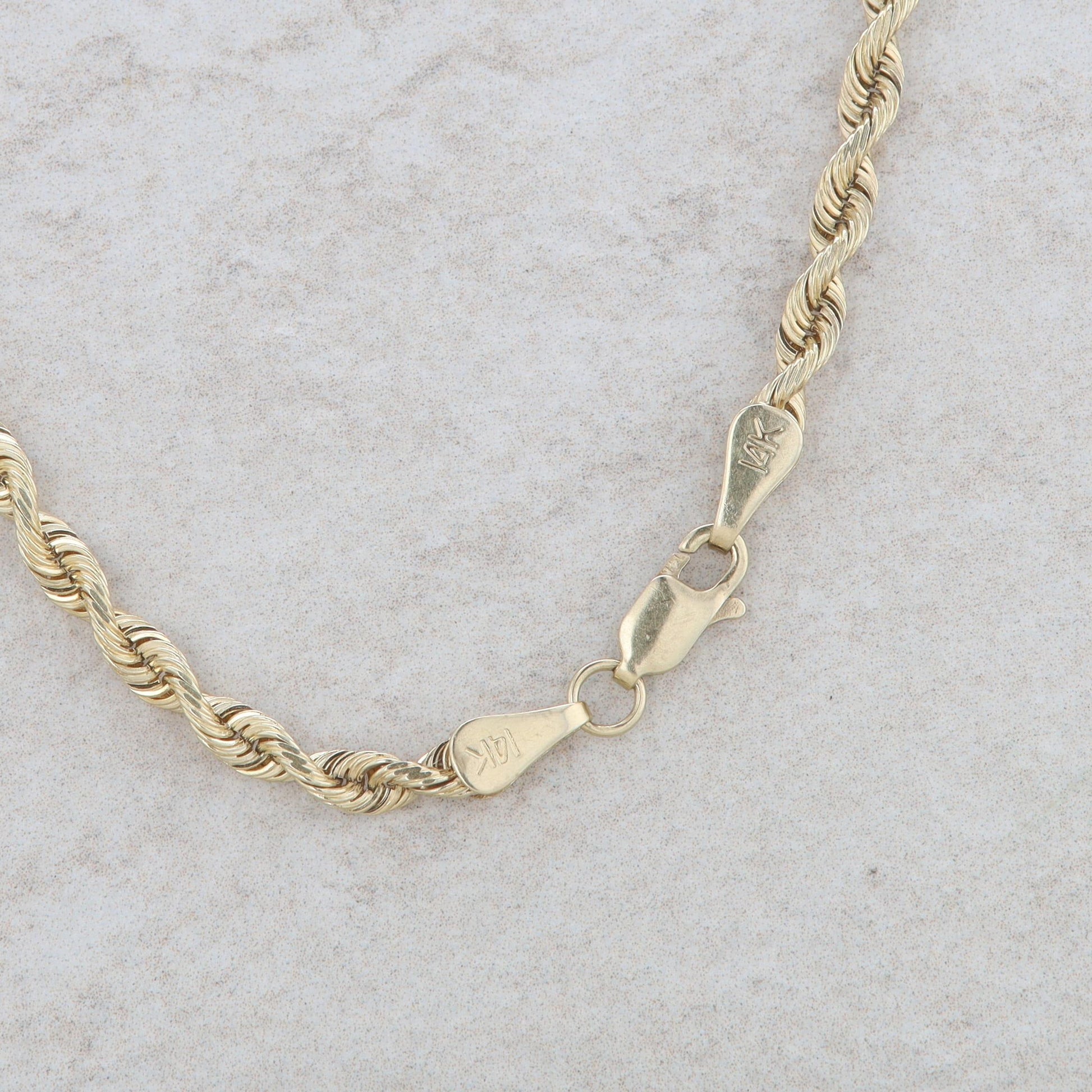 14k Yellow Gold Solid Rope Chain 16.5g