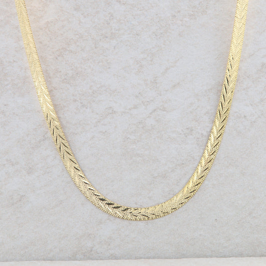 14k Yellow Gold Woven Link Herringbone Chain 13.85g