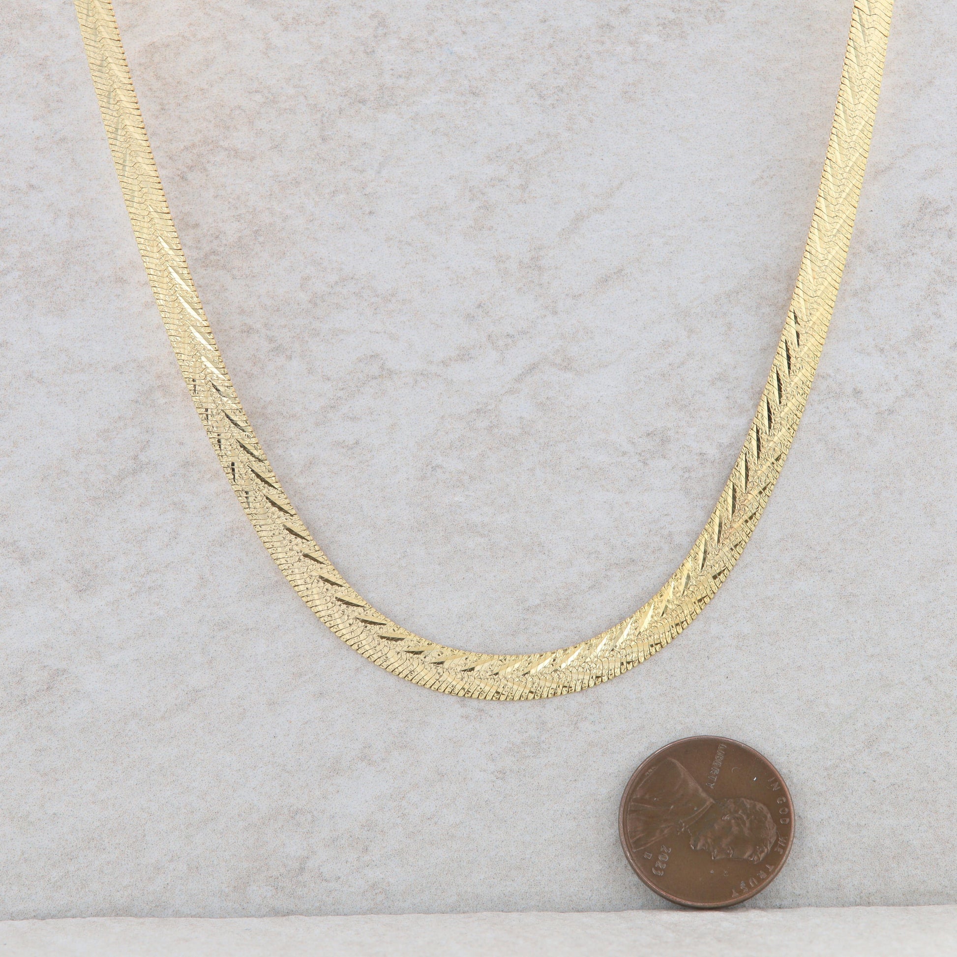 14k Yellow Gold Woven Link Herringbone Chain 13.85g