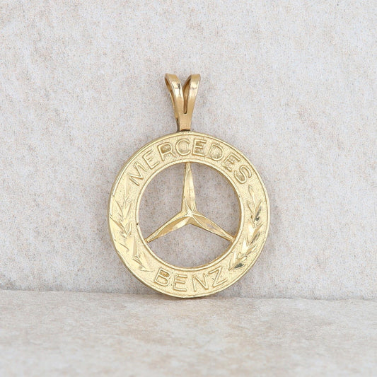 14k Yellow Gold Mercedes Benz Logo Charm/Pendant