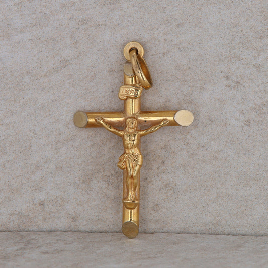 18k Yellow Gold Jesus Crucifixion Cross Pendant 2.82g