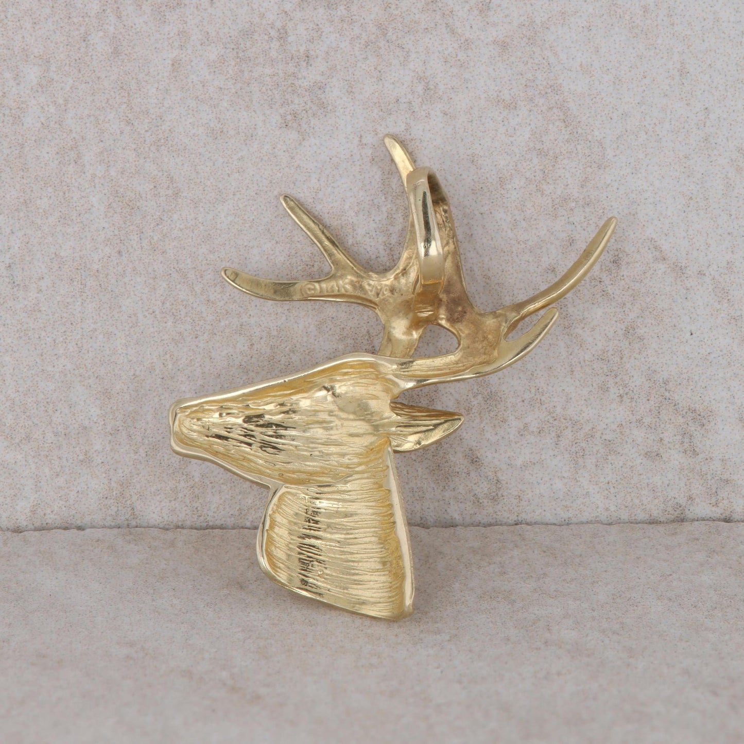 14k Yellow Gold Deer Stag Pendant/Charm 4.18g