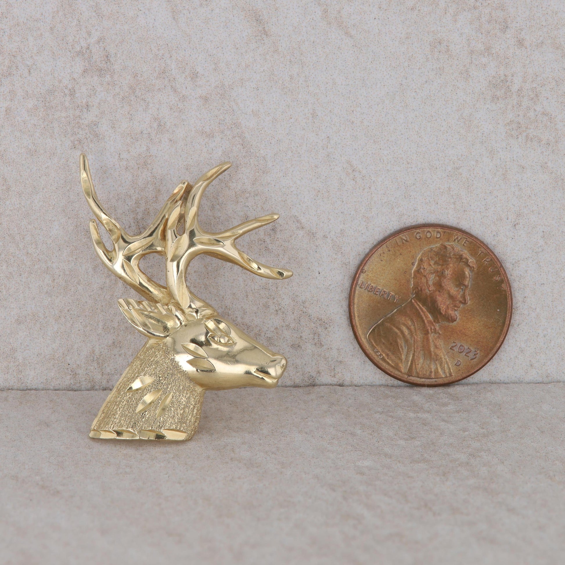 14k Yellow Gold Deer Stag Pendant/Charm 4.18g