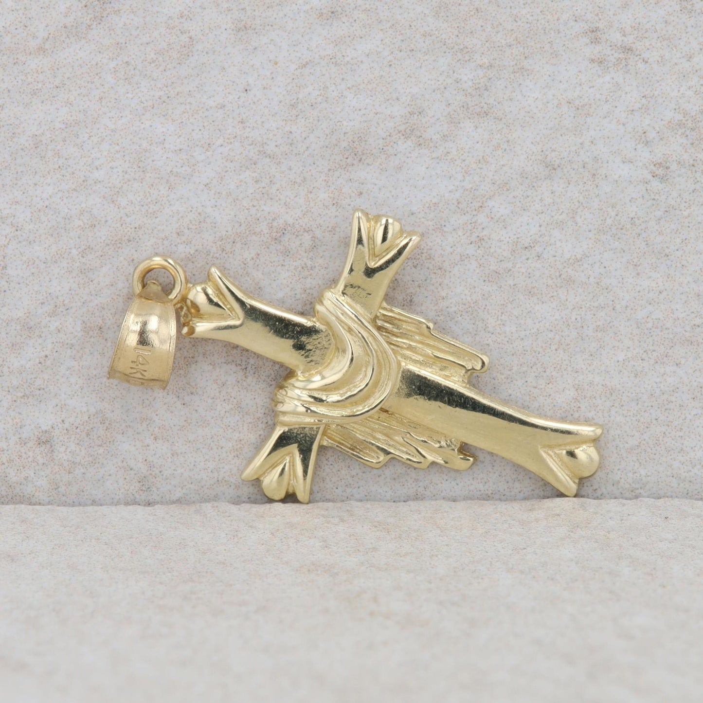 14k Yellow Gold Cross with Robe Pendant 2.06g