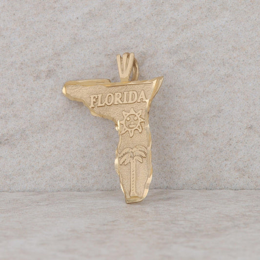 14k Yellow Gold Florida State Charm Pendant 1.15g