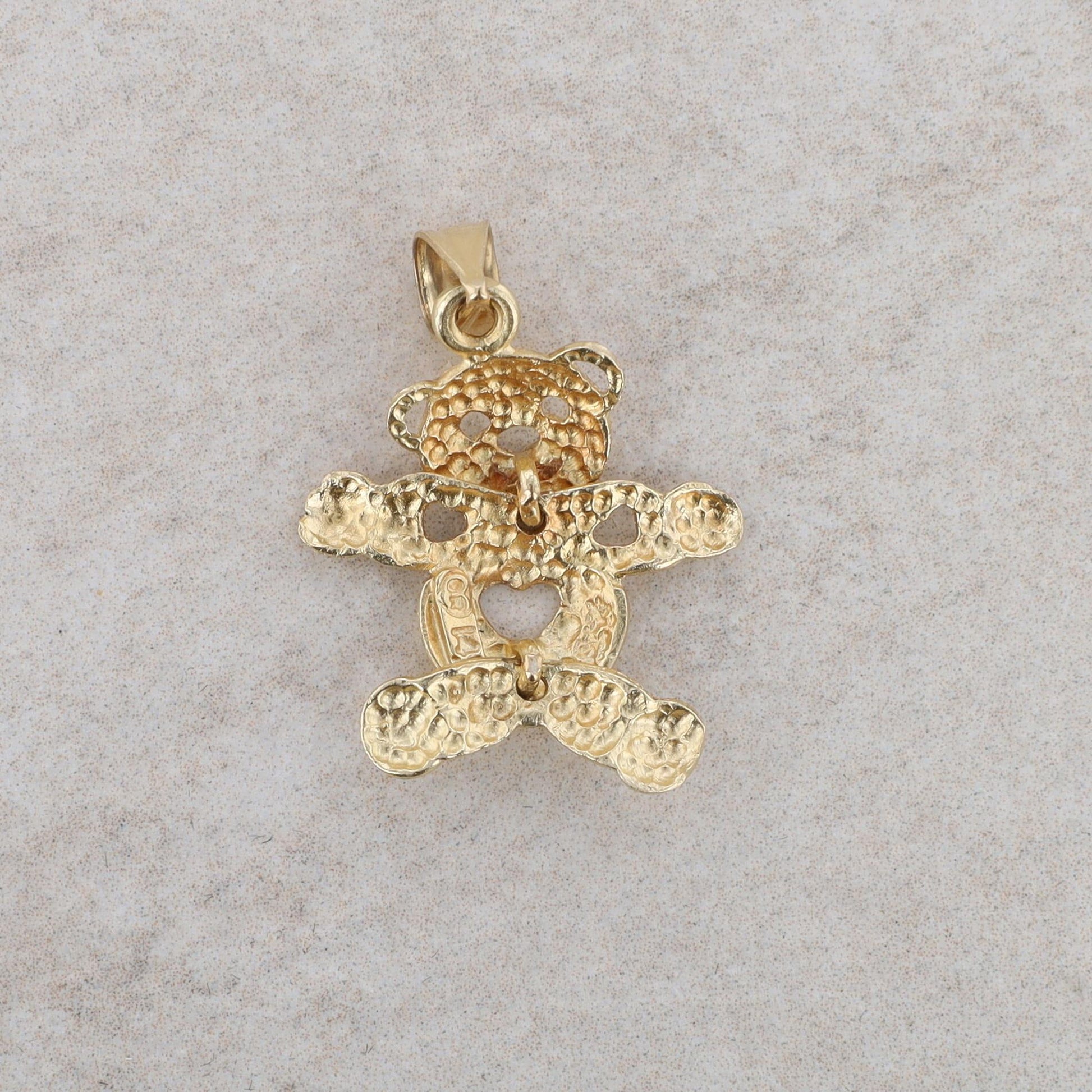 14k Yellow Gold Teddy Bear Hinged Charm 1.44g