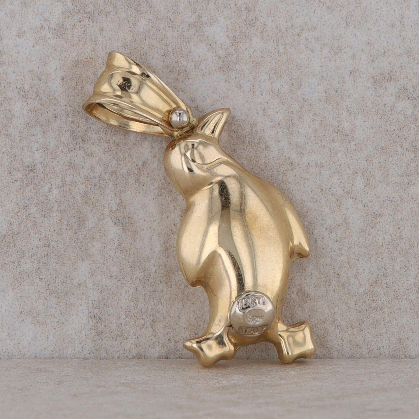 14k Yellow Gold Penguin Charm/Pendant 2.28g