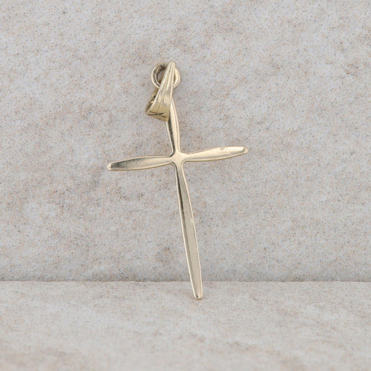 14k Yellow Gold Thin Polished Cross Pendant 0.23g