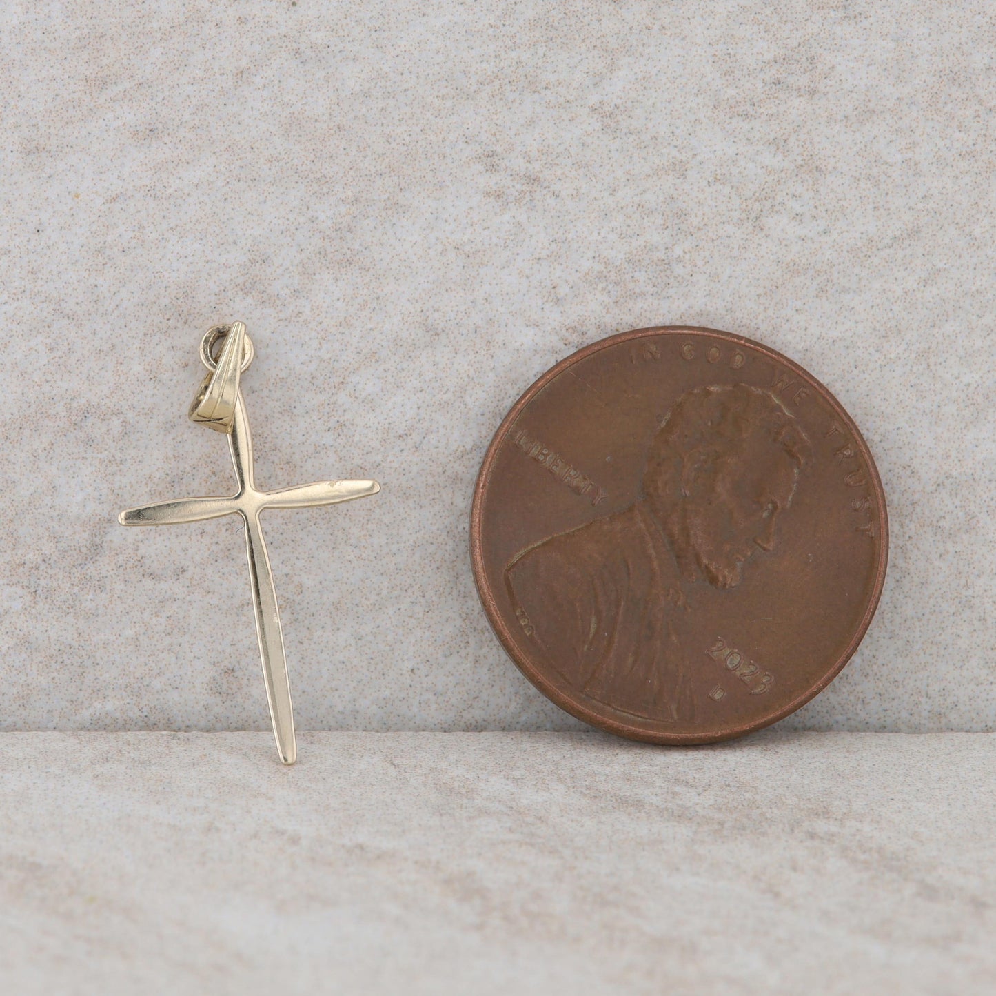 14k Yellow Gold Thin Polished Cross Pendant 0.23g