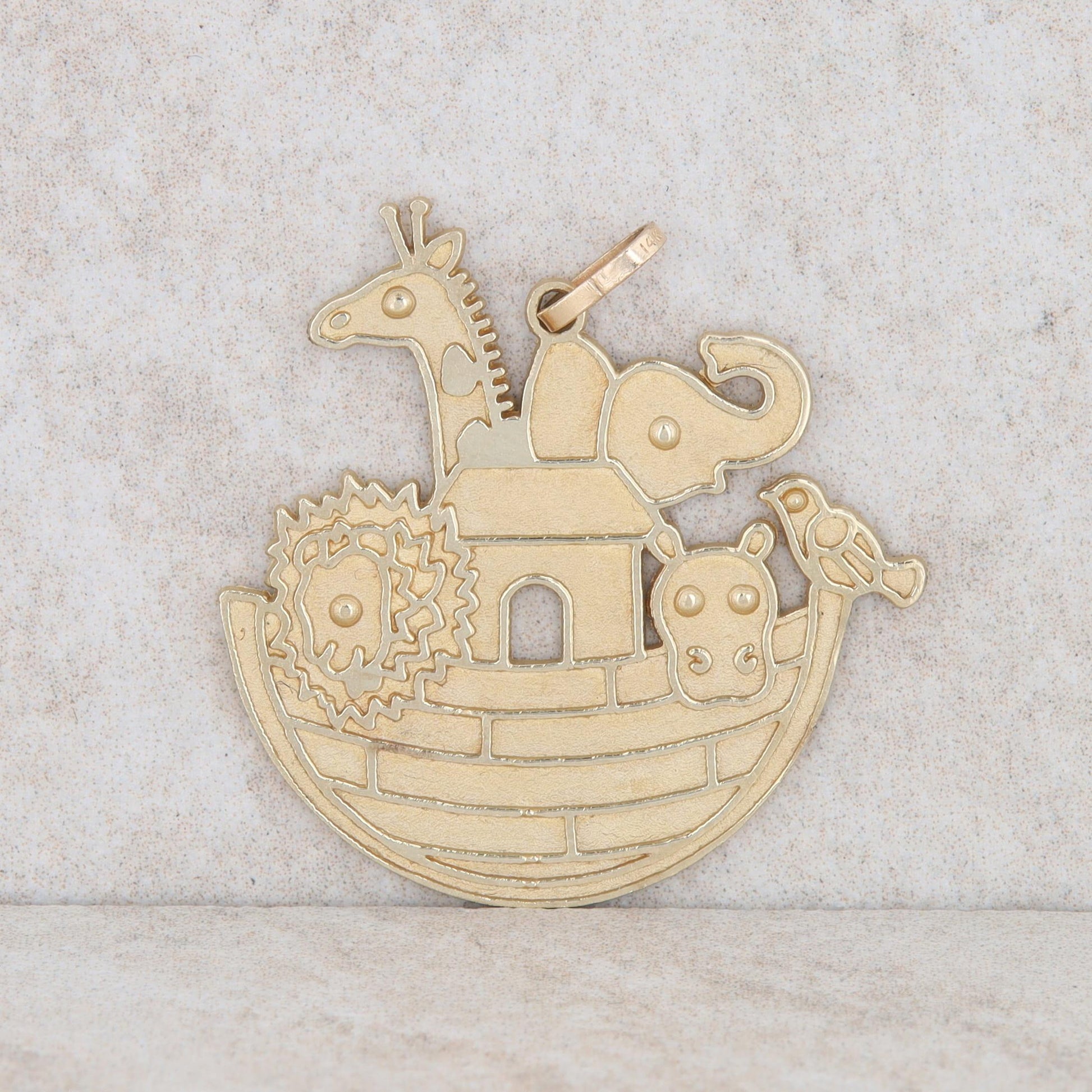 14k Yellow Gold Noah's Ark Pendant/Charm 2.67g