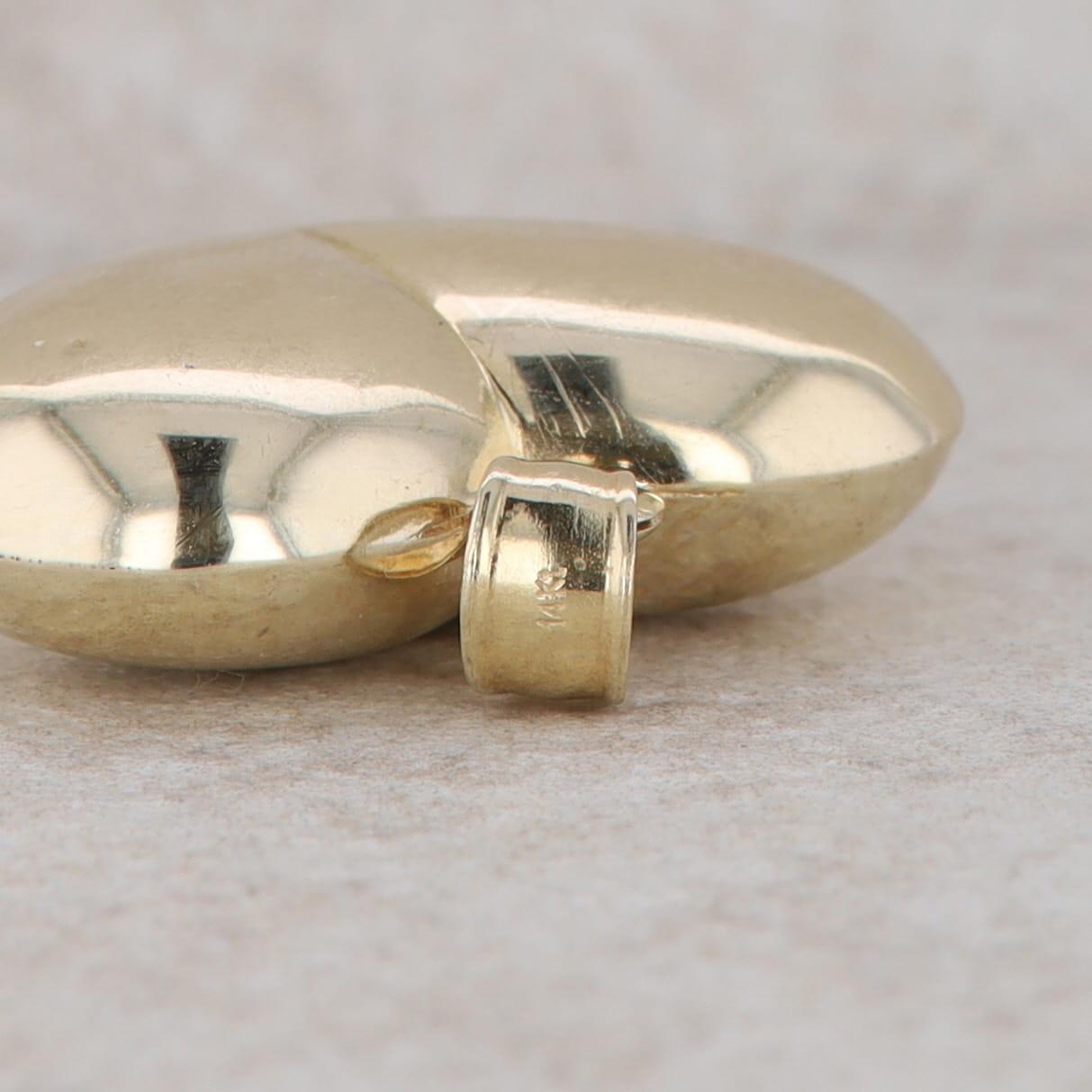 14k Yellow Gold Puffed Engraved Floral Heart Pendant, 2.8g