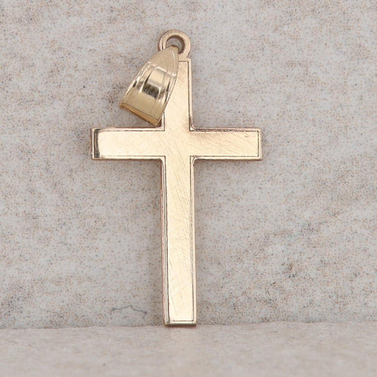14k Yellow Gold Florentine Finish Cross Pendant, 0.8g