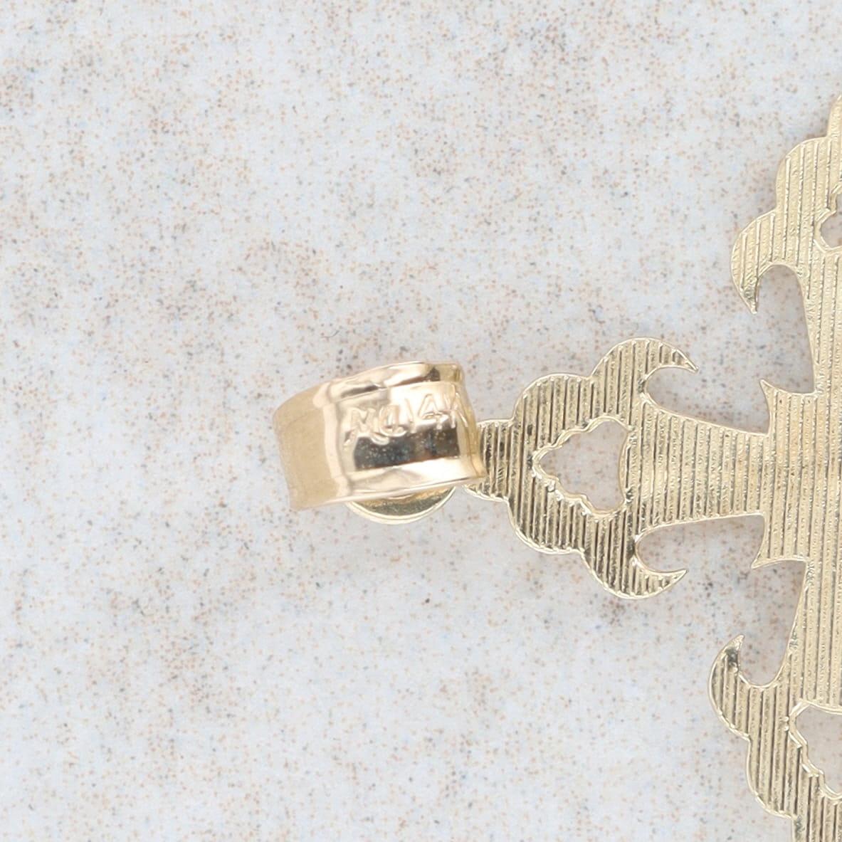 14k Yellow Gold Filigree and Textured Cross Pendant, 0.8g