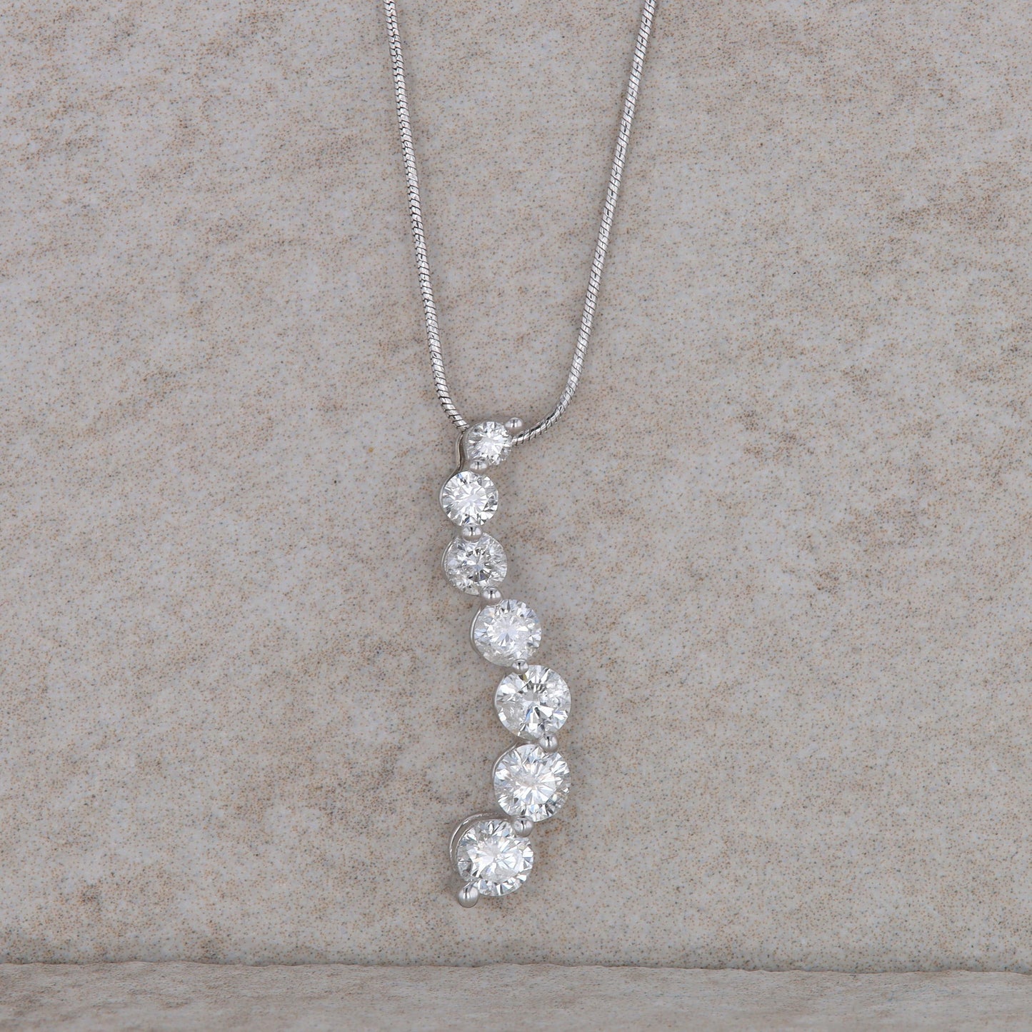 14k White Gold Graduated Diamond Necklace