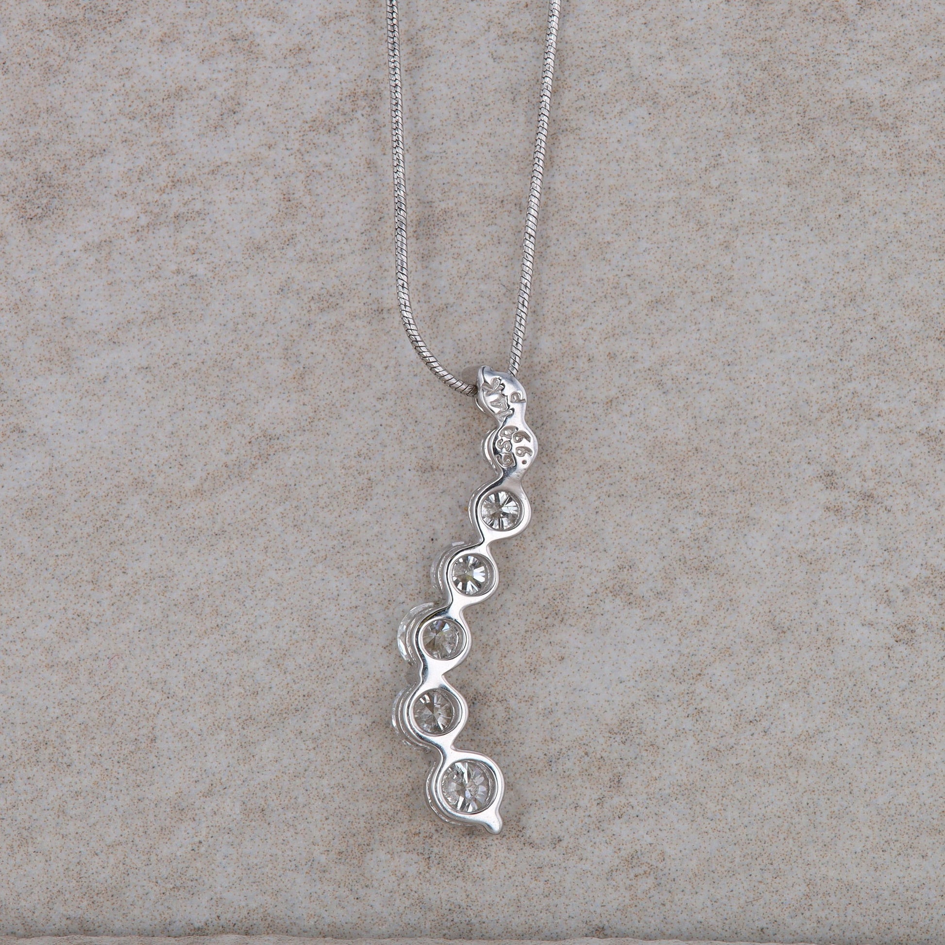 14k White Gold Graduated Diamond Necklace