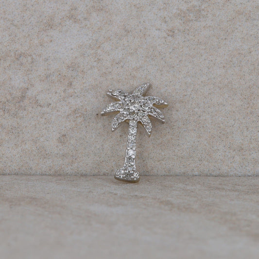 14k White Gold Diamond Palm Tree Charm/Pendant