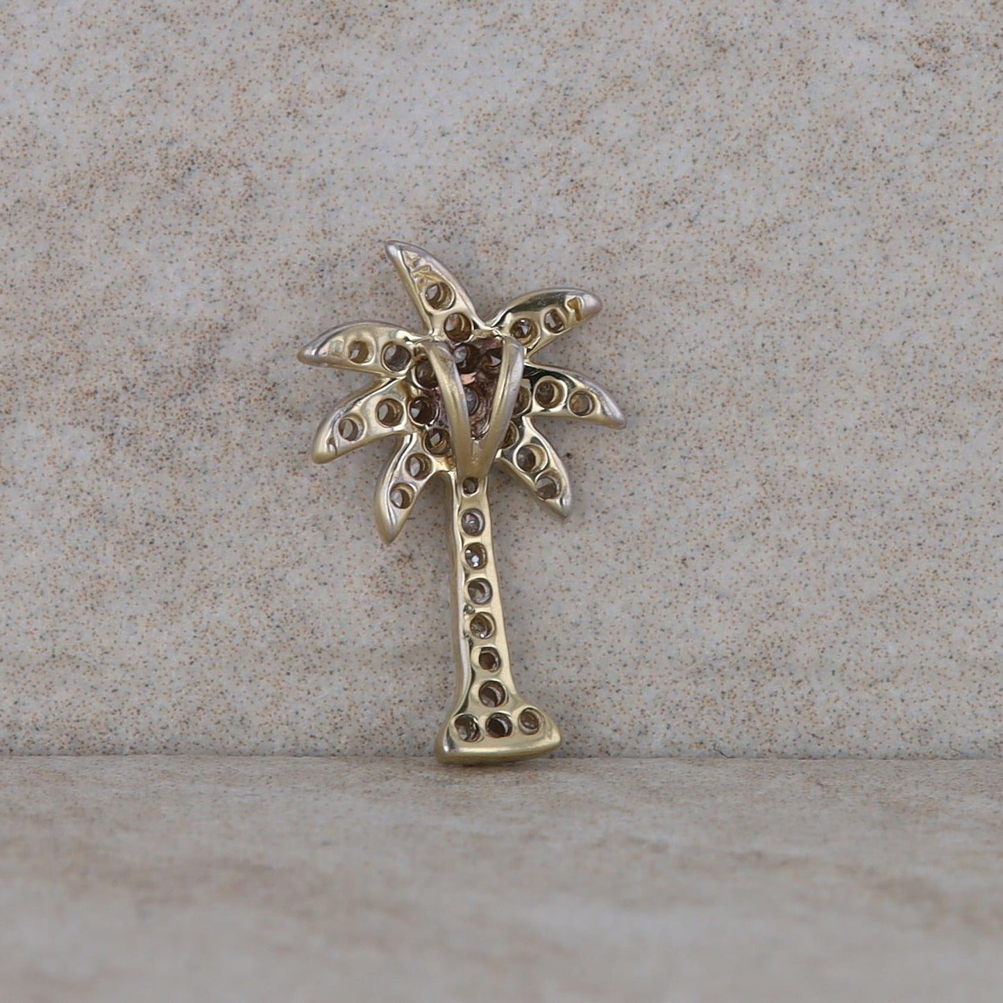 14k White Gold Diamond Palm Tree Charm/Pendant