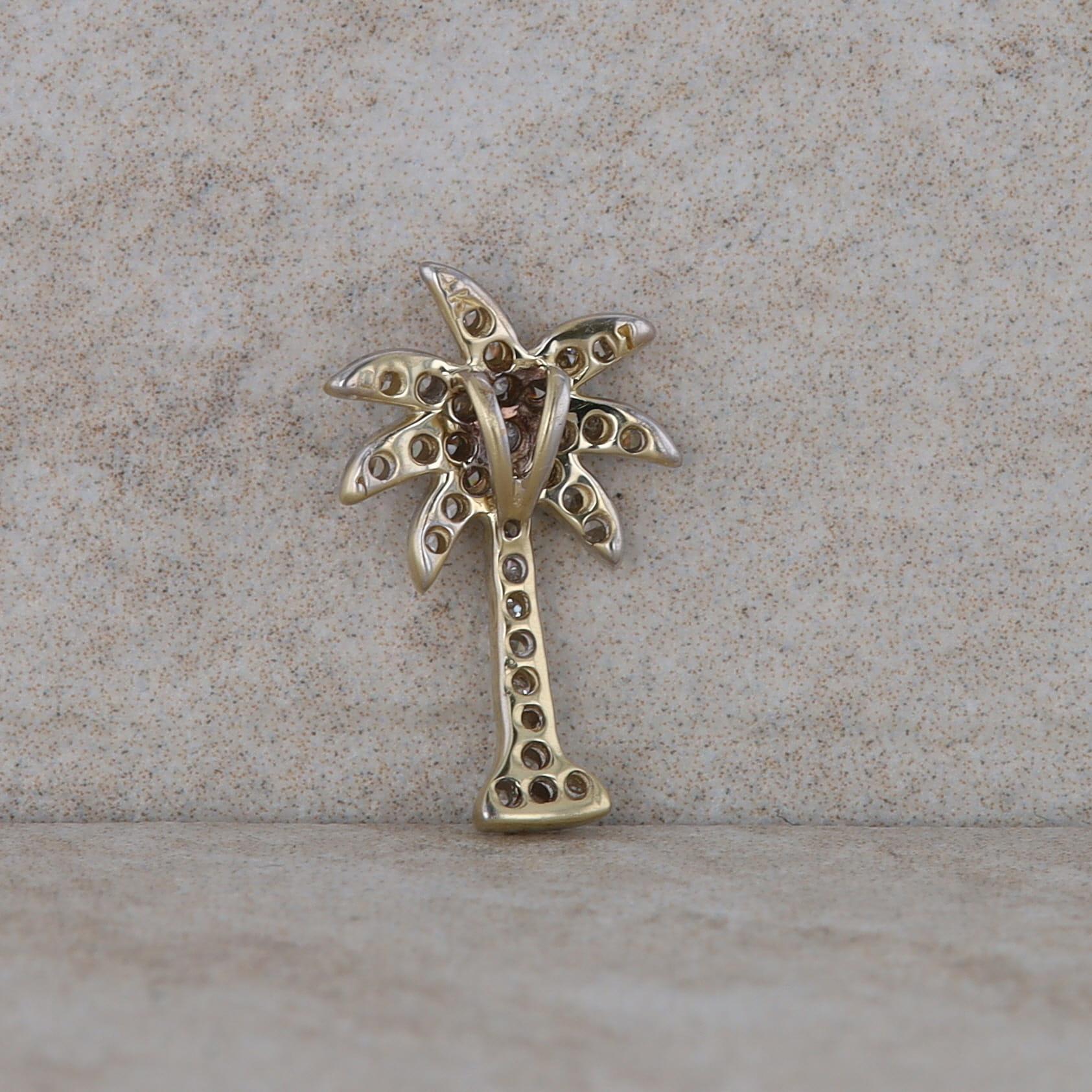 14k White Gold Diamond Palm Tree Charm/Pendant