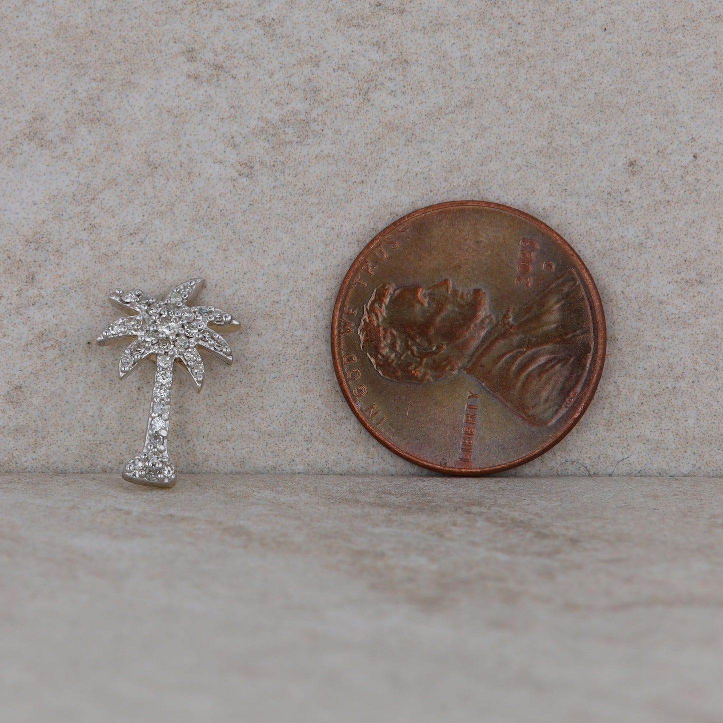 14k White Gold Diamond Palm Tree Charm/Pendant