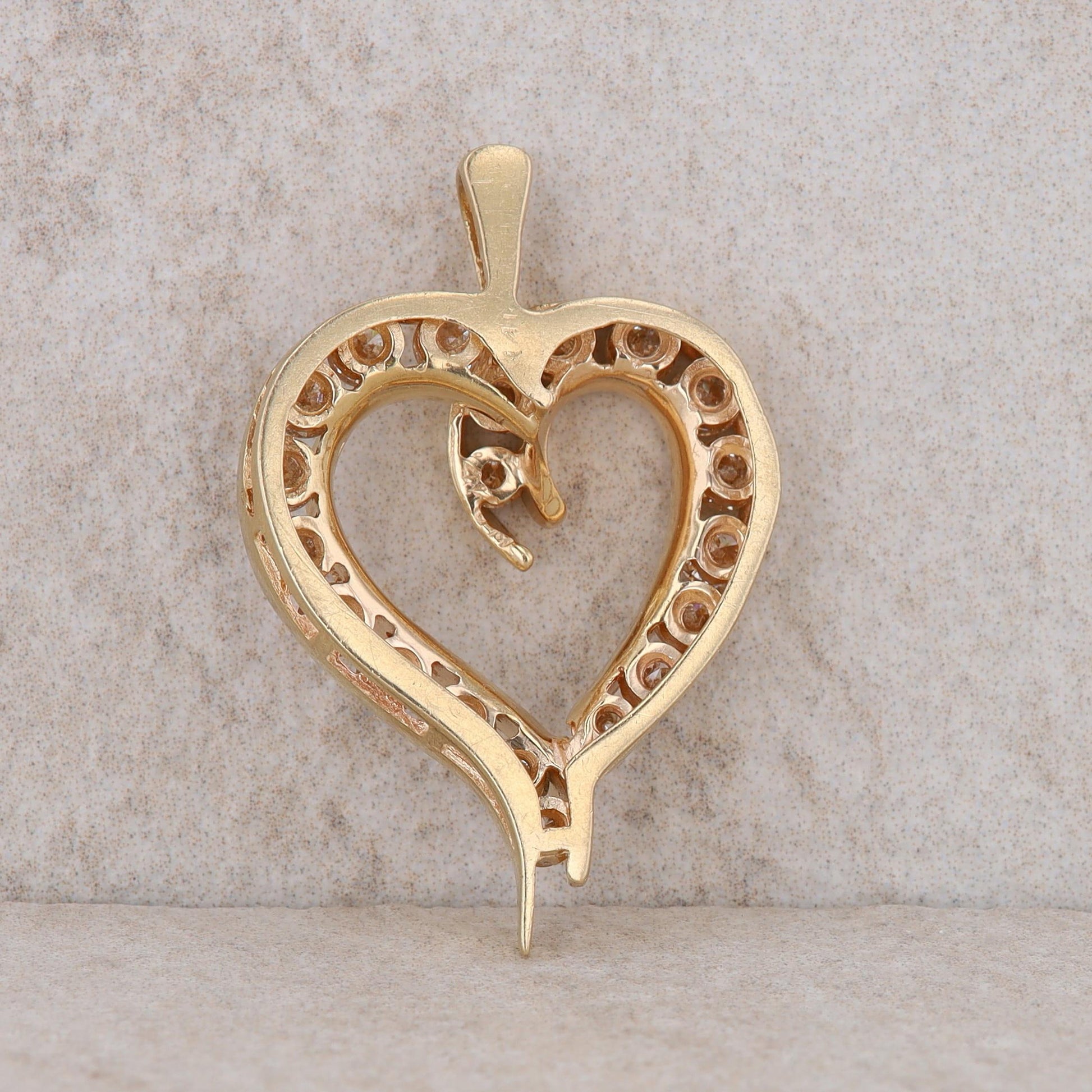 14k Yellow Gold Diamond Heart Pendant