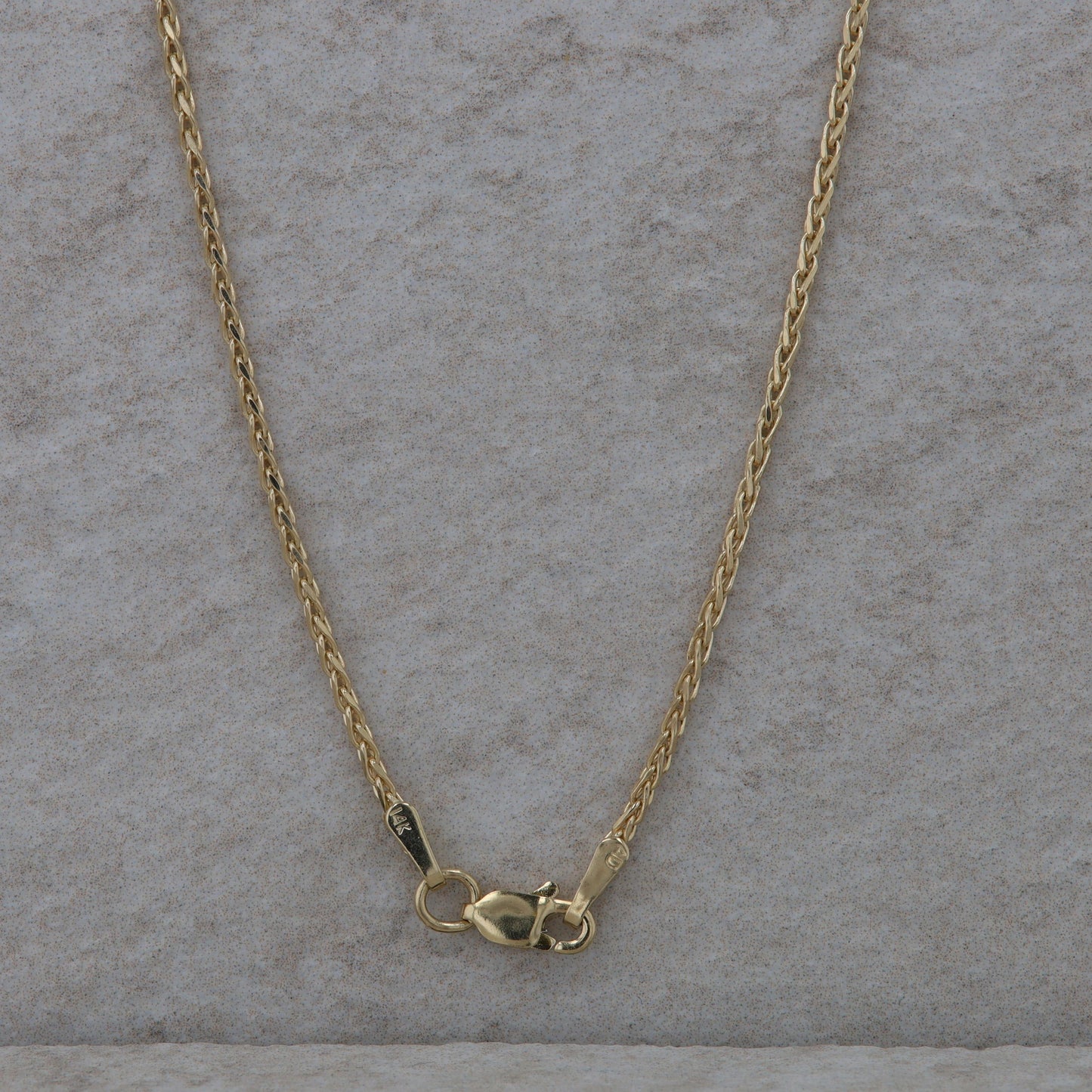 14k Yellow Gold 1.00 Carat Diamond Circle Pendant and Wheat Chain Necklace