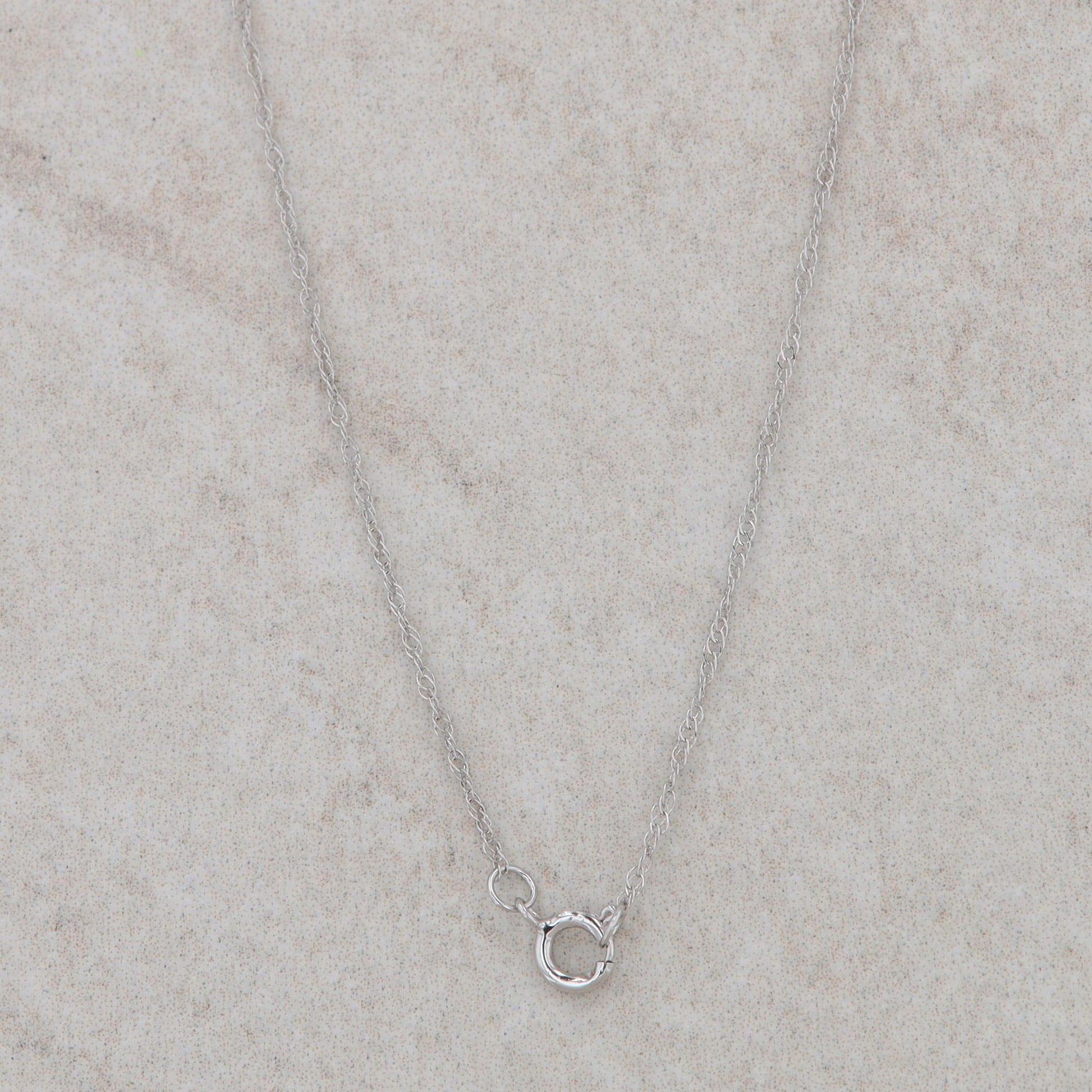 14k White Gold Single Prong Heart Diamond Necklace