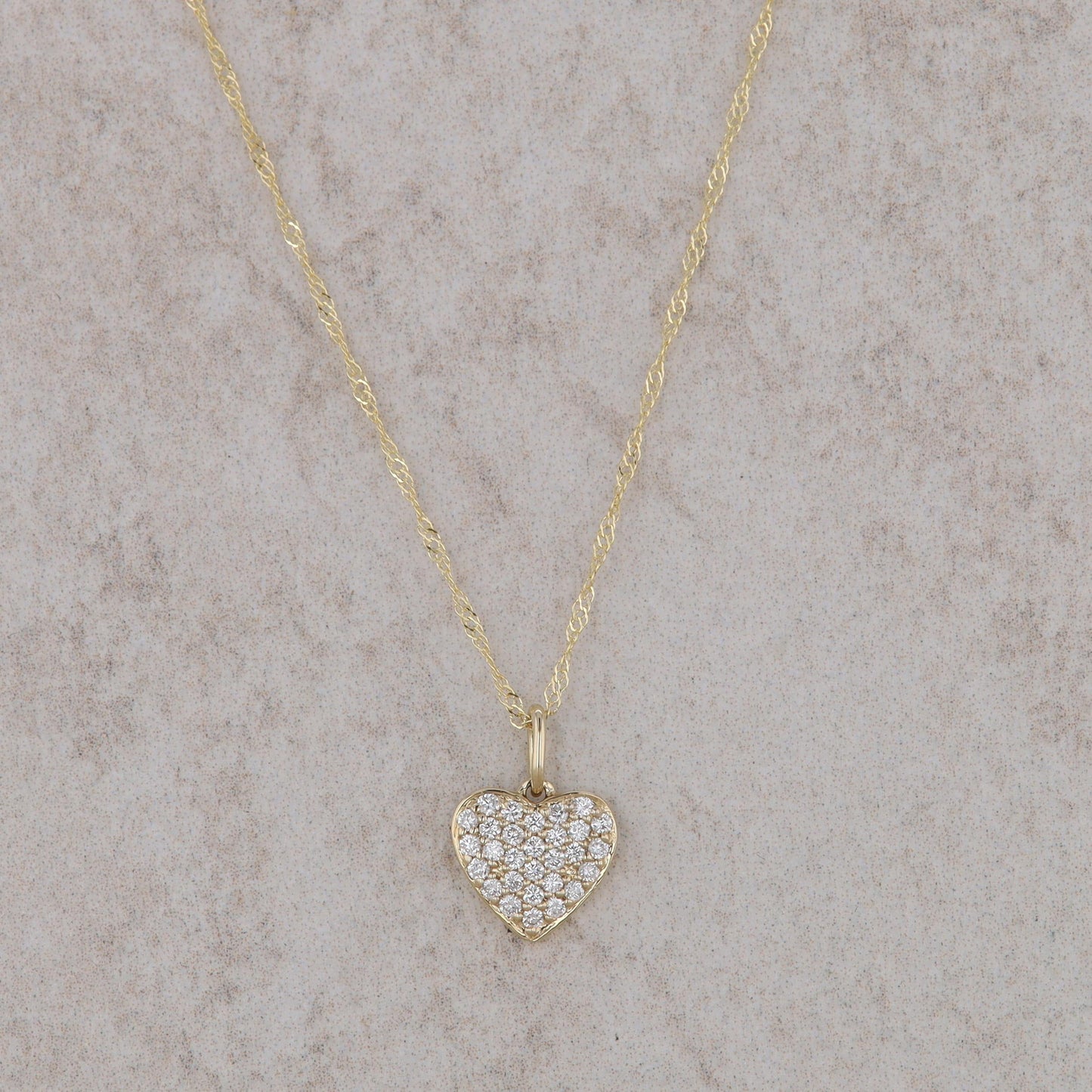 14k Yellow Gold Heart Diamond Cluster Necklace