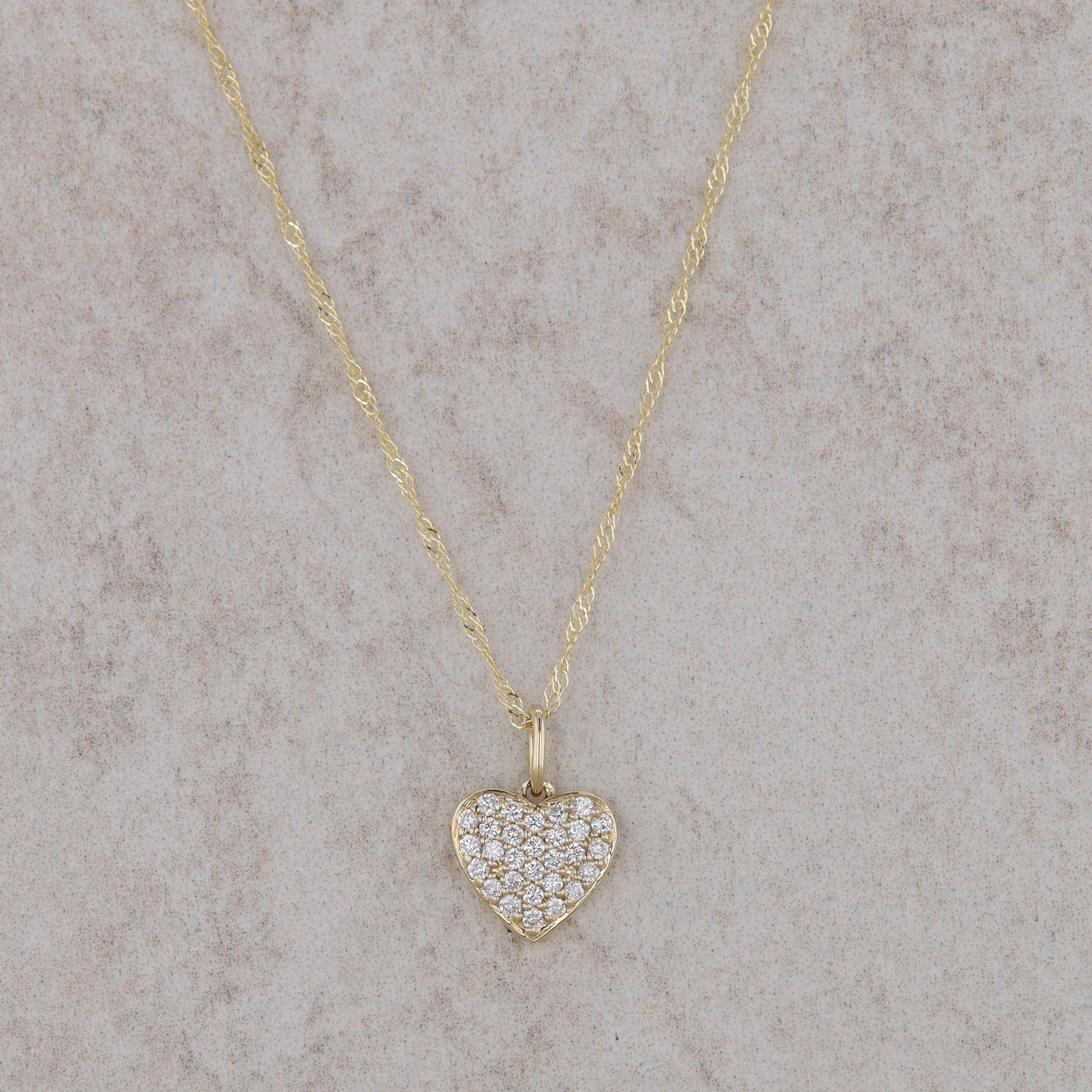 14k Yellow Gold Heart Diamond Cluster Necklace