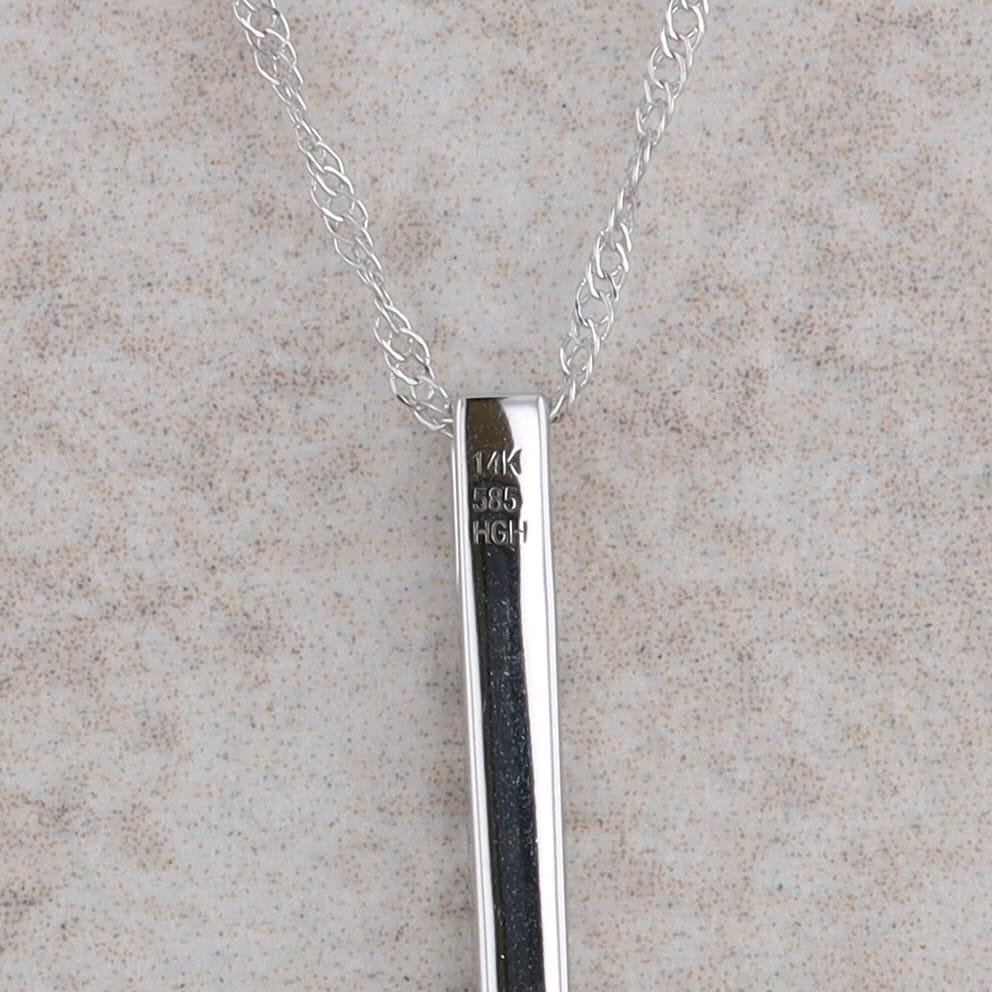 14k White Gold Diamond Bar Necklace