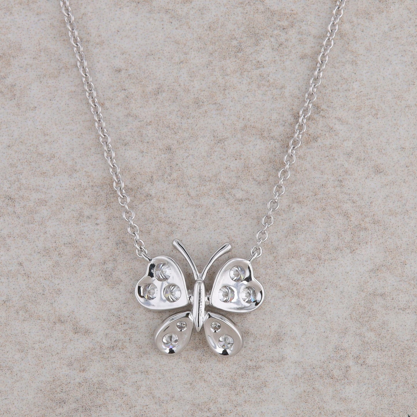 14k White Gold Diamond Butterfly Necklace