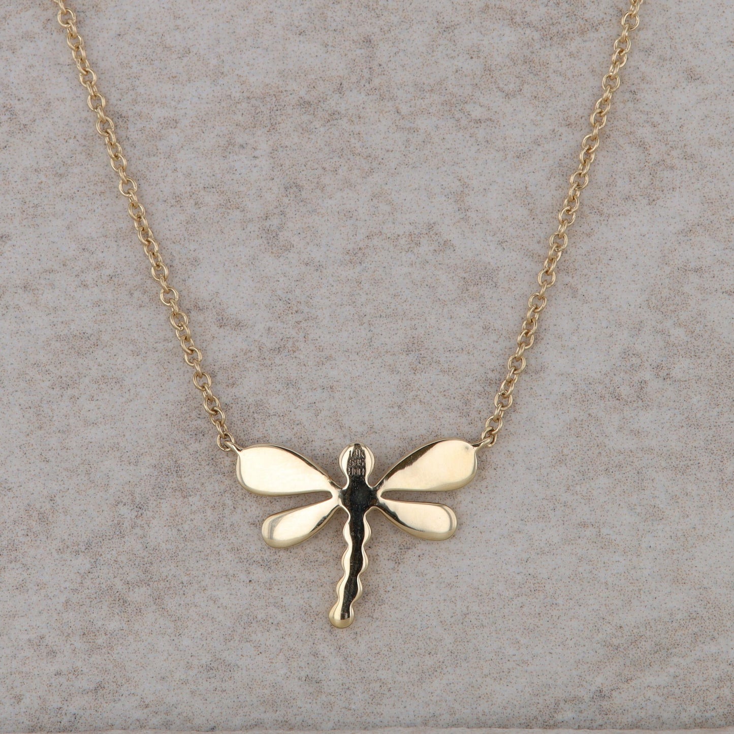 14k Yellow Gold Diamond Dragonfly Necklace