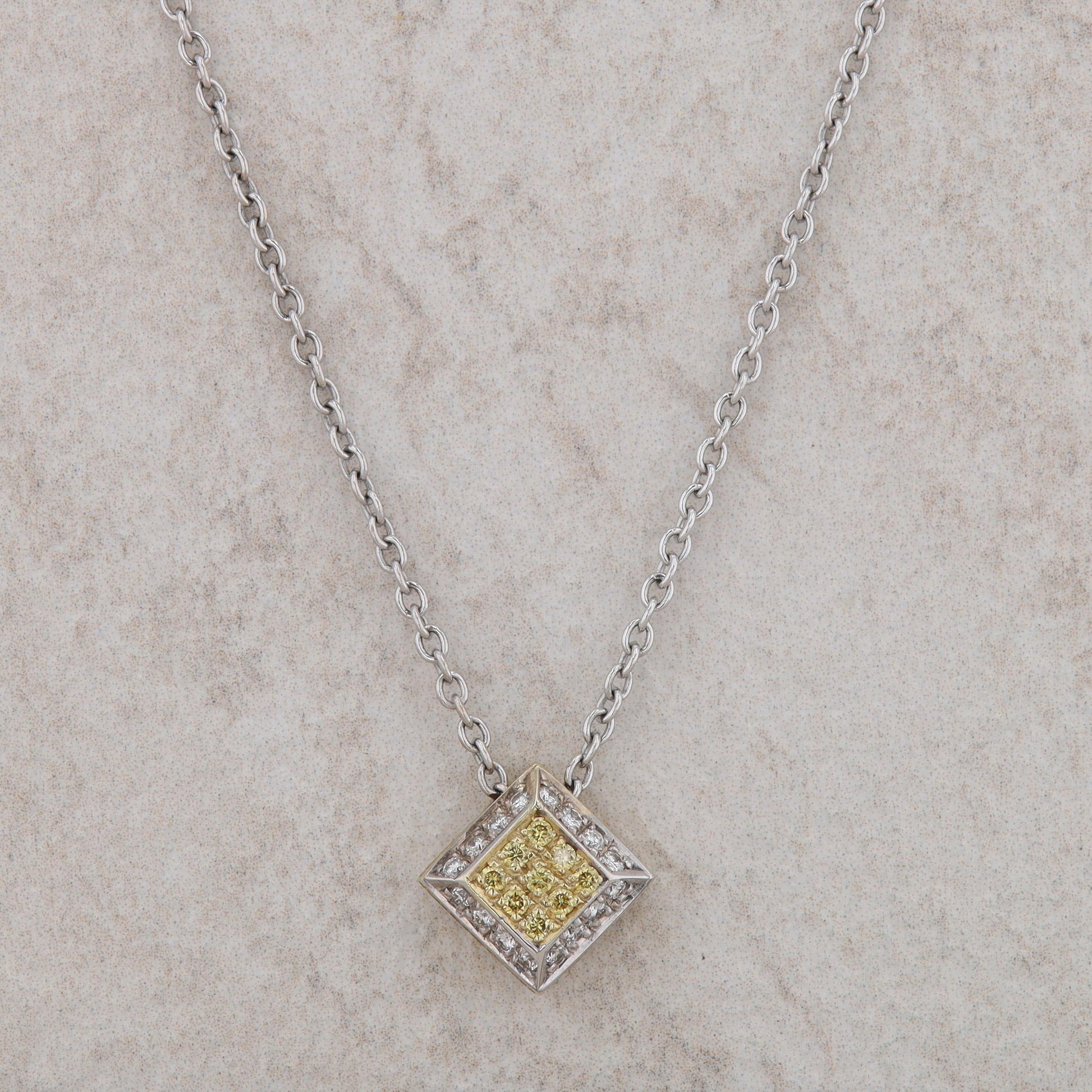 18k Two Tone White and Yellow Diamond Necklace