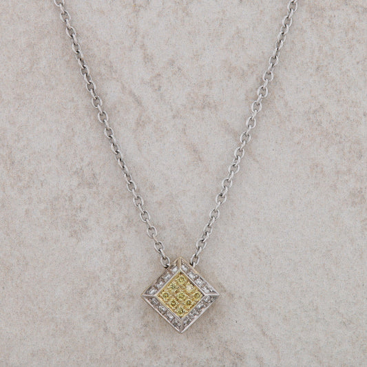 18k Two Tone White and Yellow Diamond Necklace