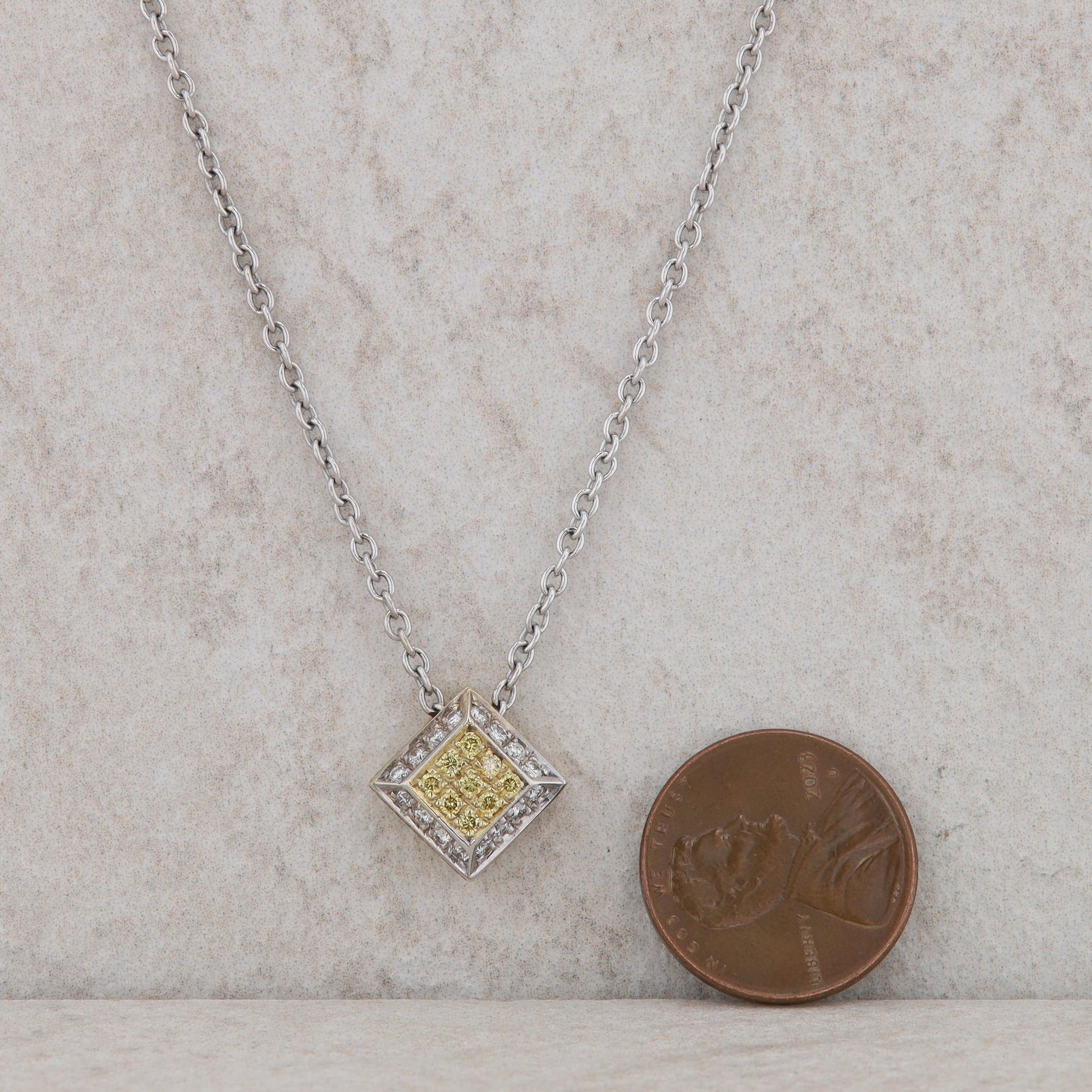 18k Two Tone White and Yellow Diamond Necklace