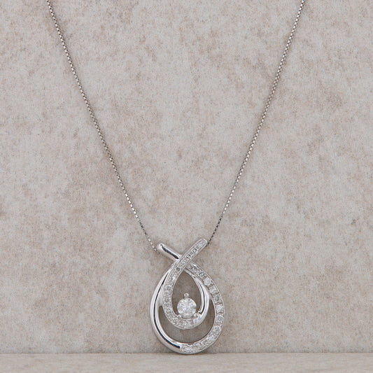 10k White Gold Diamond Half Double Halo Necklace