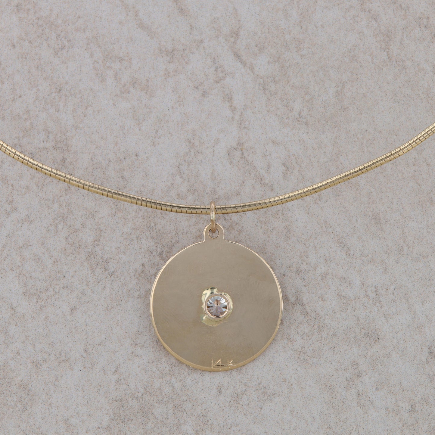 14k Yellow Gold Diamond Disc Necklace