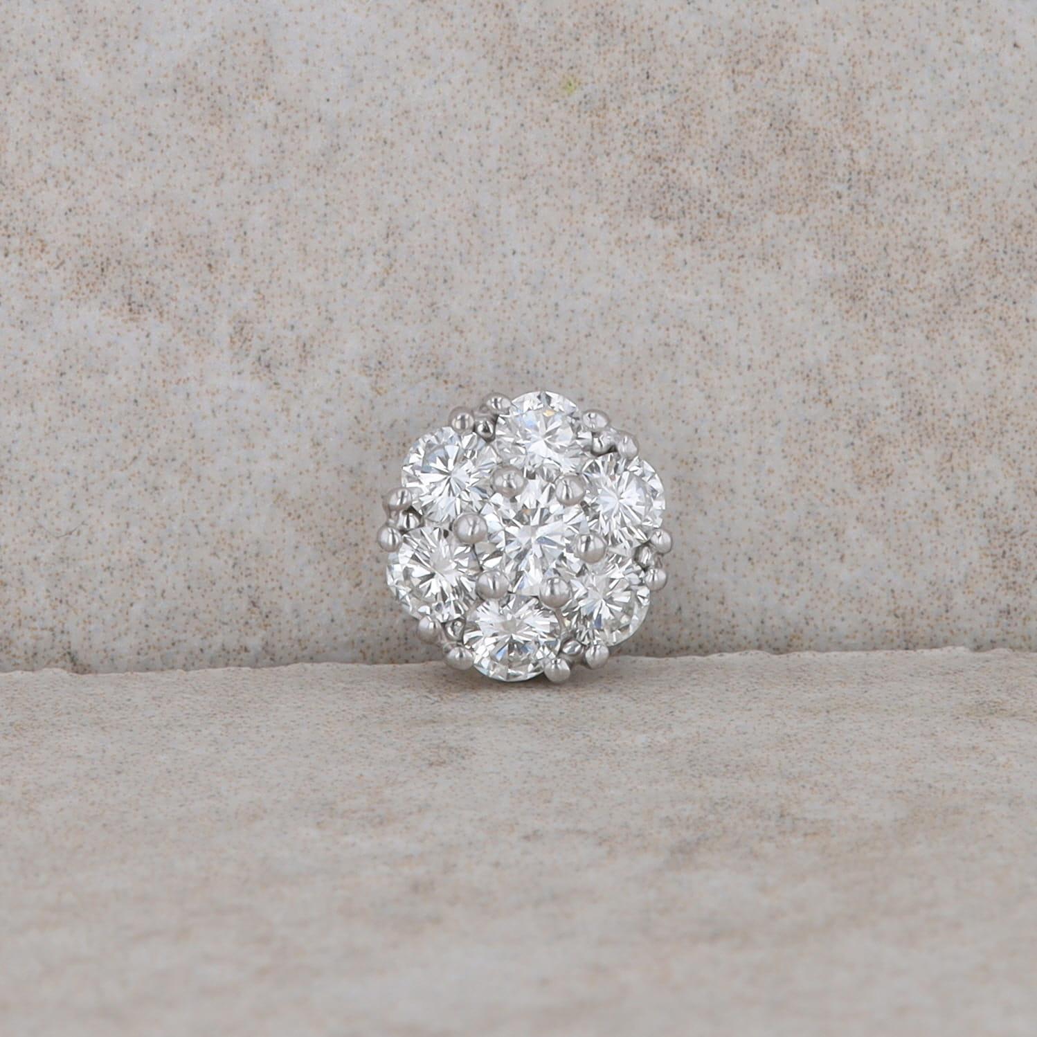 18k White Gold Diamond Cluster Slide Pendant