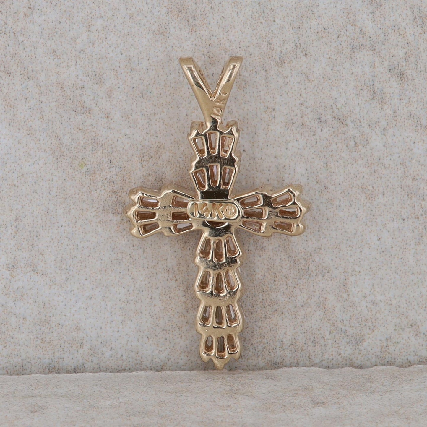 14k Yellow Gold Diamond Cross Pendant